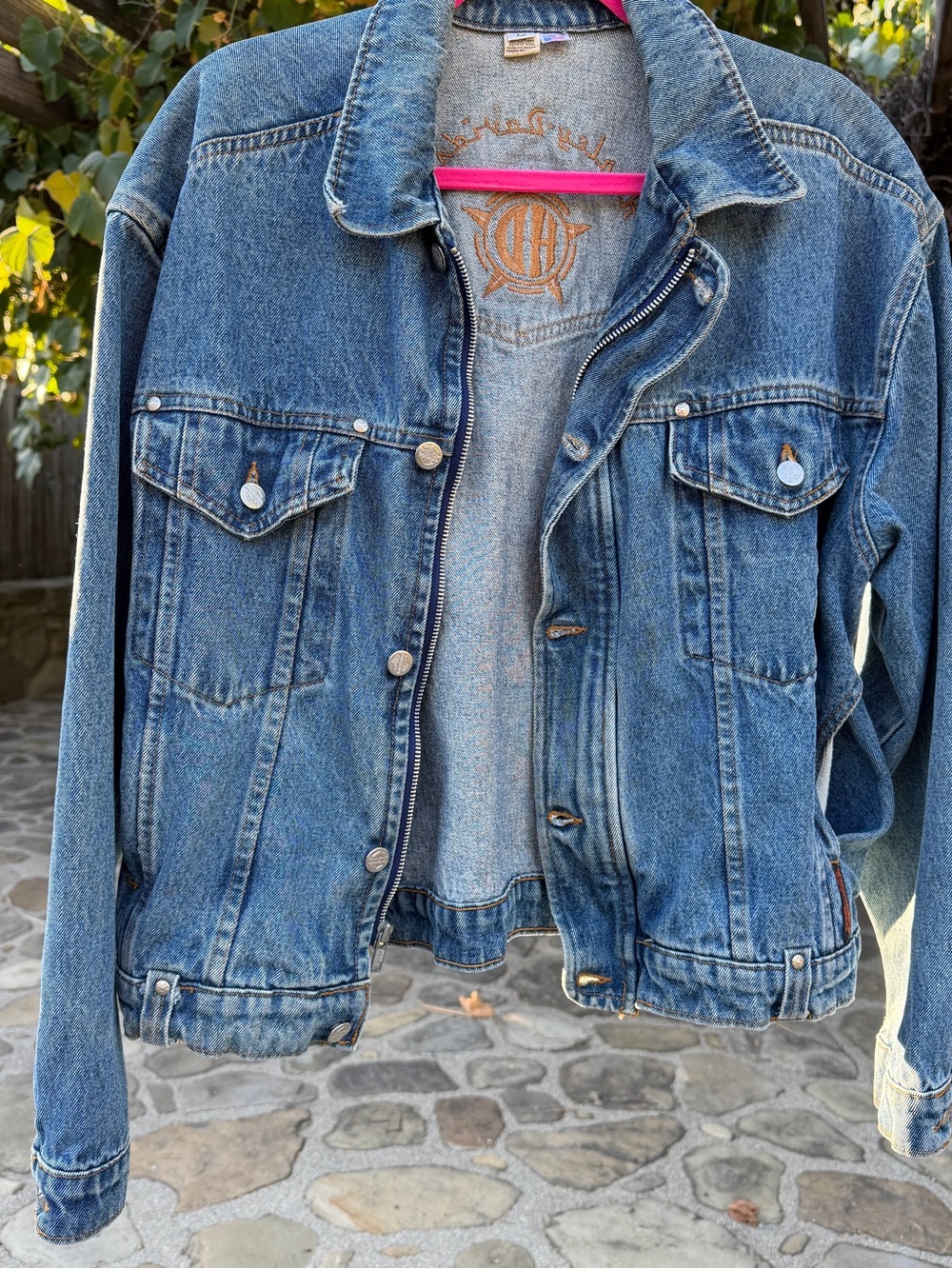 VINTAGE 90’s Harley Davidson Embroidered Sunrise Denim Jacket Men’s Medium